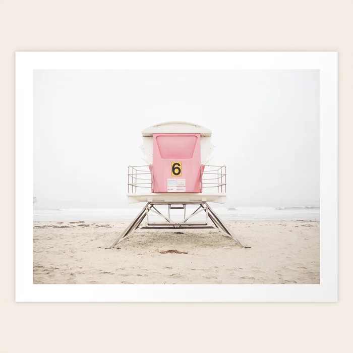 Beach photography pink tower Art Print by Bree Madden | Society6