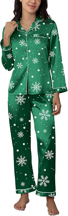 CloudLike Women Silk Satin Pajamas Sets 2 Piece Fall Pj Long Sleeve Button Down Sleepwear Nightwe... | Amazon (US)