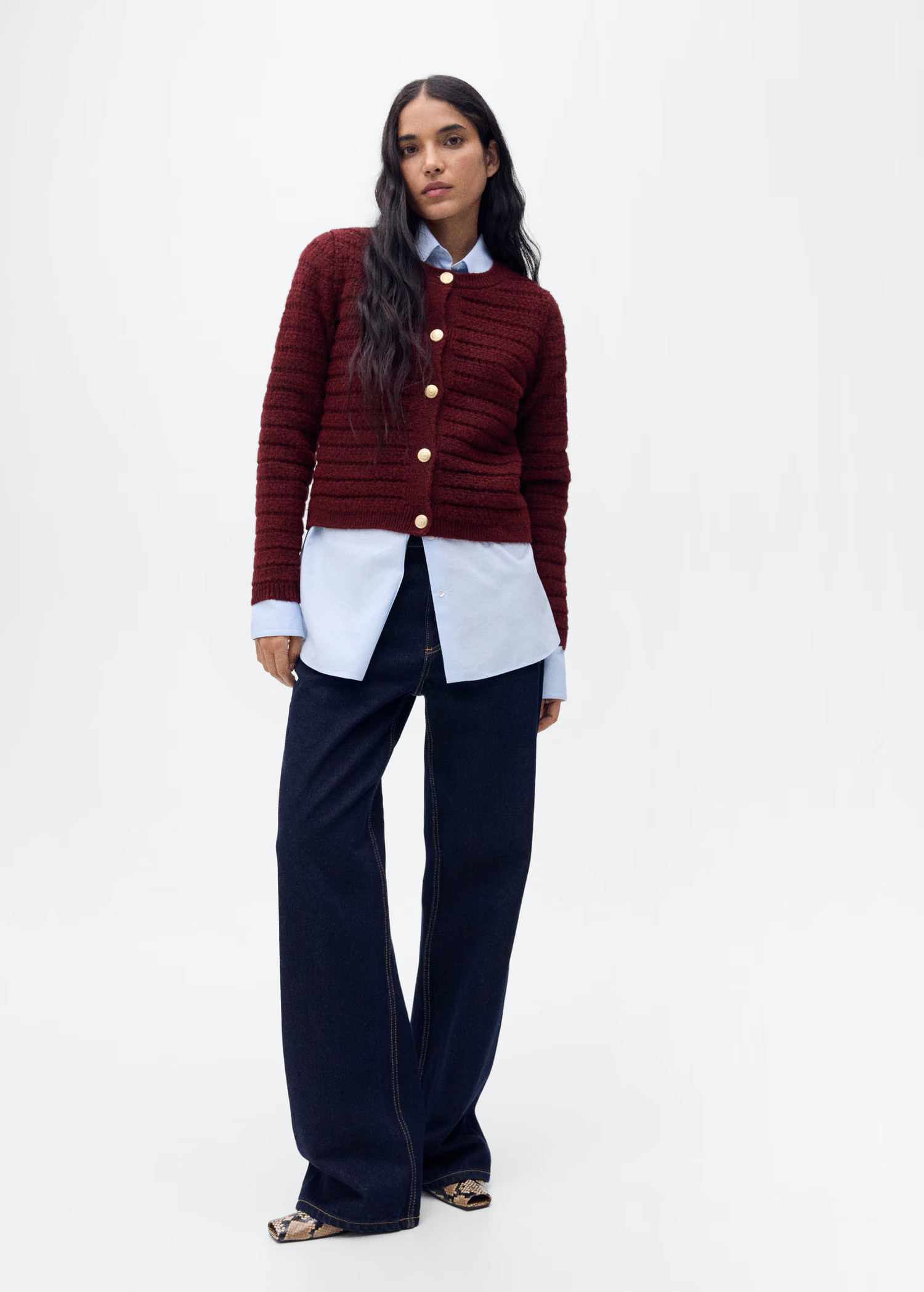 Knitted jacket with openwork details - Women | MANGO USA | Mango (US/MX/AU)