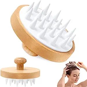 Scalp Massager Hair Brush,Scalp Scrubber Shampoo Brush with Soft Silicone Bristles,Bamboo Scalp M... | Amazon (US)