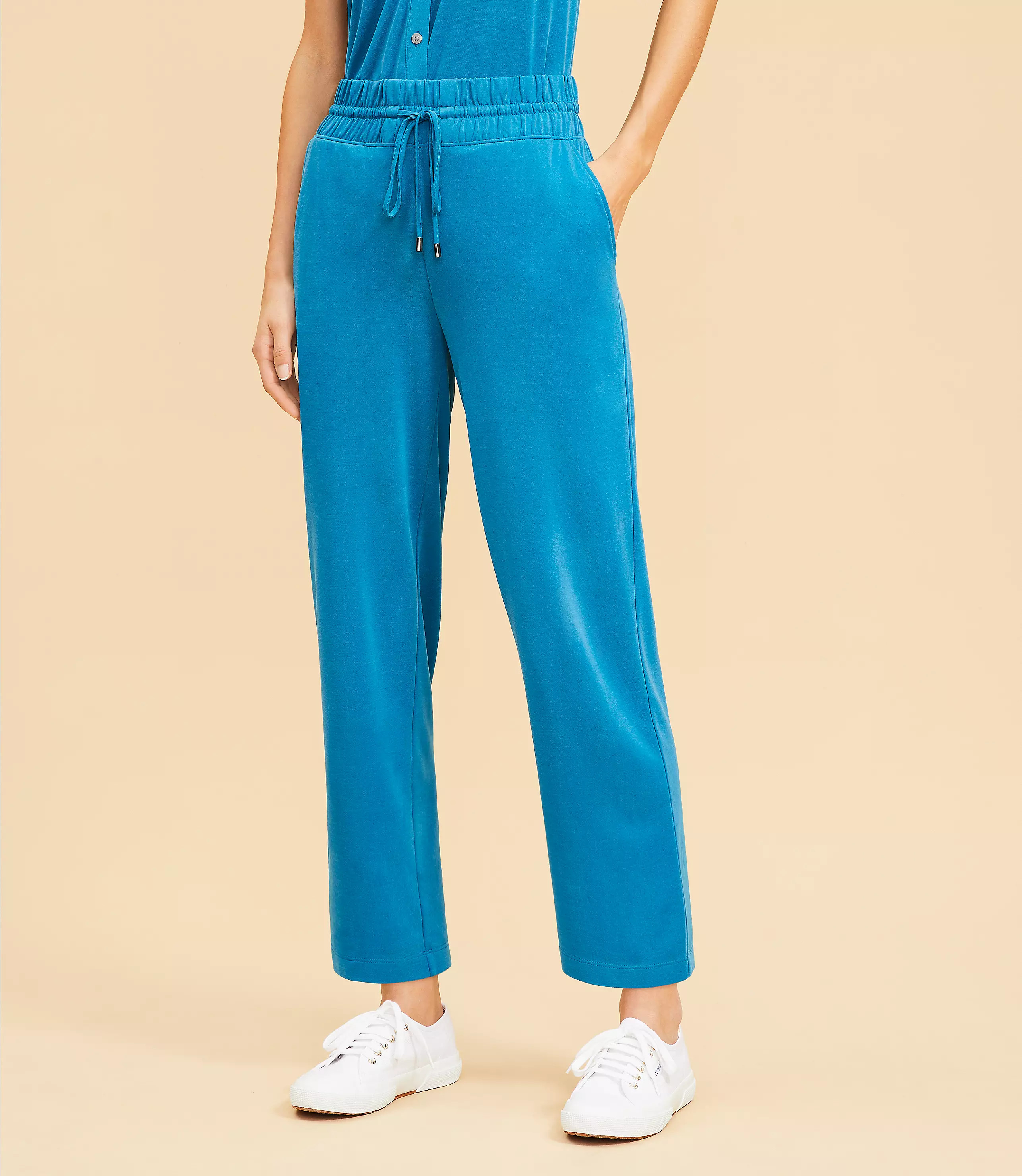 Petite Lou & Grey Sandwashed Straight Crop Drawstring Pants | LOFT