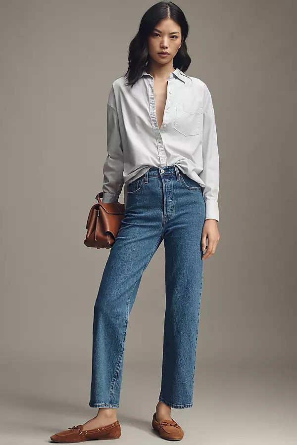 Ribcage Super High-Rise Straight-Leg Ankle Jeans | Anthropologie (US)