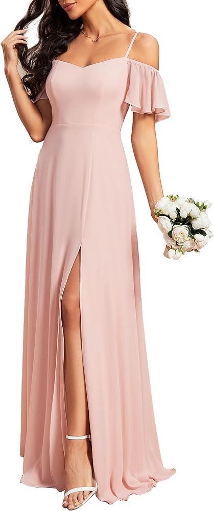 Ever-Pretty Women's Formal Dresses Off Shoulder Short Sleeve Split A-Line Floor Length Bridesmaid... | Amazon (US)