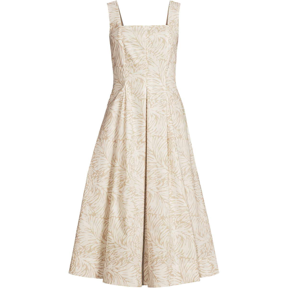 Women's Pleated Square Neck Cotton Poplin Midi Dress | Lands' End (US)