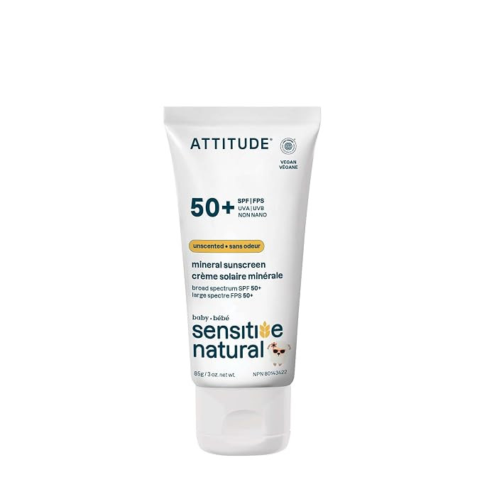 ATTITUDE Sensitive Skin Baby Mineral Sunscreen SPF 50, Broad Spectrum Zinc Oxide, EWG Verified, M... | Amazon (US)