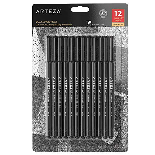 ARTEZA Black Fineliner Pens, Set of 12, Ultra Fine Tip Markers, 0.4 mm Tips, Art Supplies for Dra... | Amazon (US)