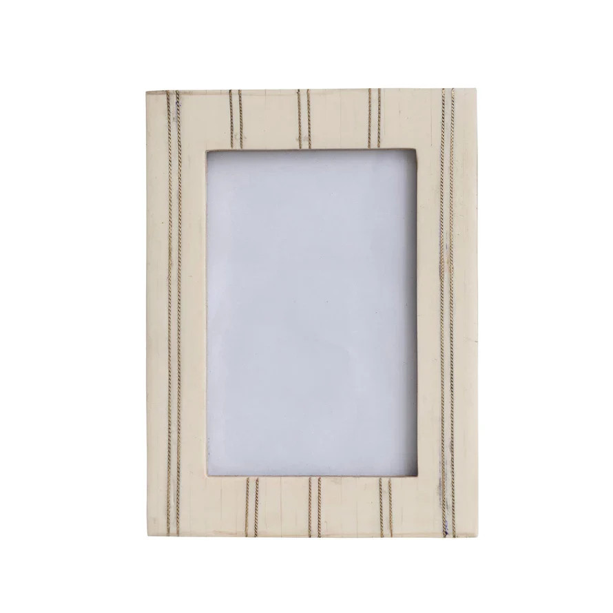 Resin Photo Frame w/ Metal Inlay, Cream Color 4x6 | The Oaks Apparel Company