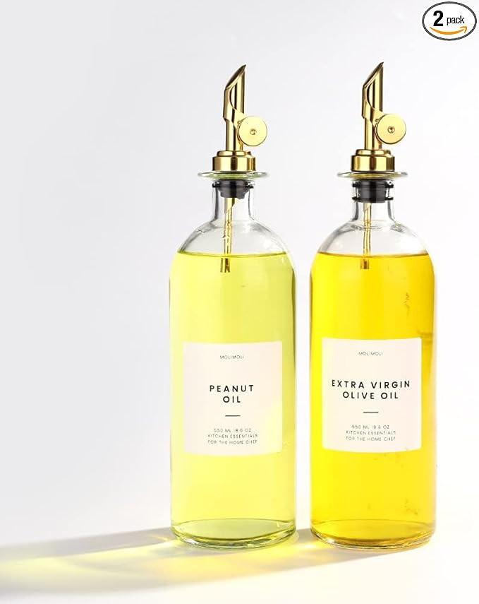 Molimoli Oil and Vinegar Dispenser with Metal Pour Spout, Weighted Pourer, Glass Bottle Dispenser... | Amazon (US)