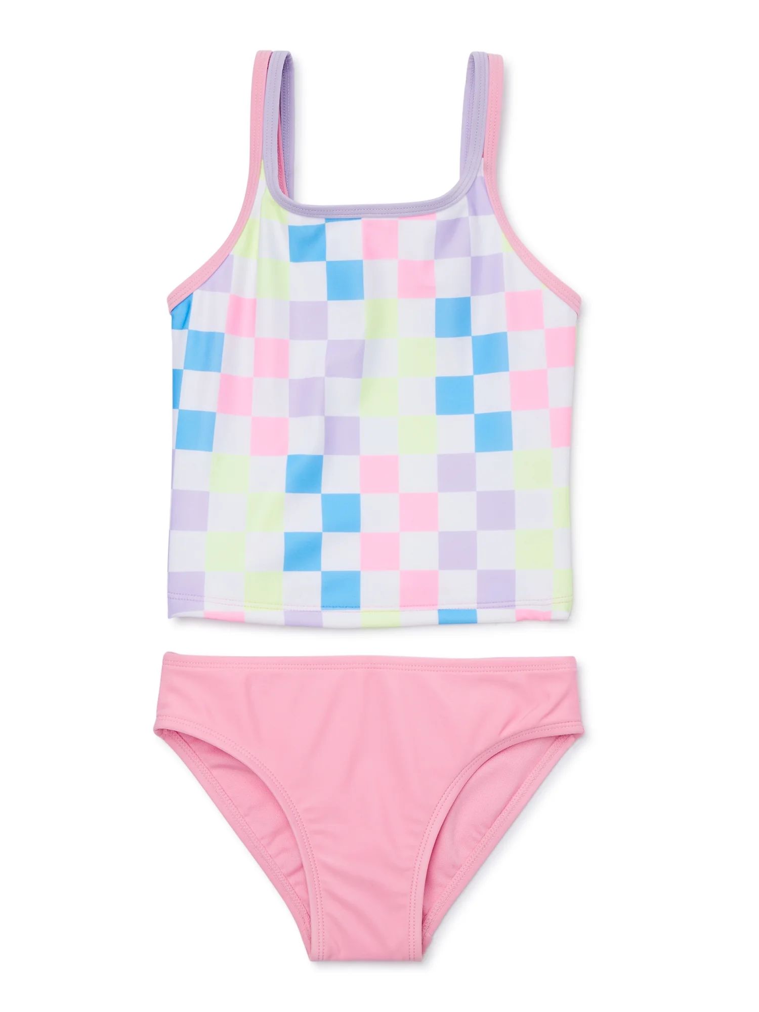 Wonder Nation Girls' Strappy Tankini Swimsuit with UPF 50, 2-Piece, Sizes 4-18 & Plus | Walmart (US)