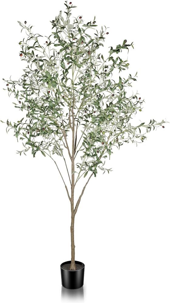 Feelead Faux Olive Tree 8ft (96") - Fake Large Olive Trees Indoor with Artificial Olive Branches ... | Amazon (US)