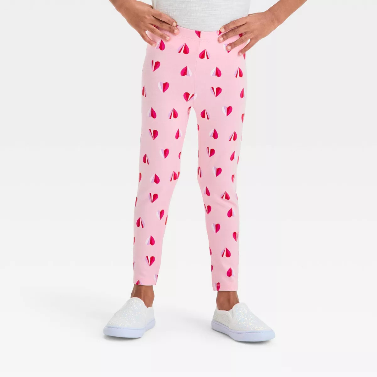 Toddler Girls' Hearts Printed Pants - Cat & Jack™ Light Pink 5T | Target