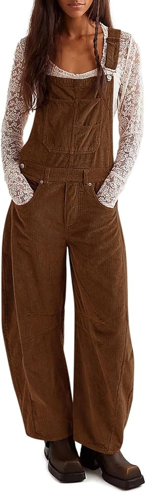 Yousify Overalls for Women Loose Fit Wide Leg One Piece Jumpsuits Casual Fleece Bib Overall with ... | Amazon (US)