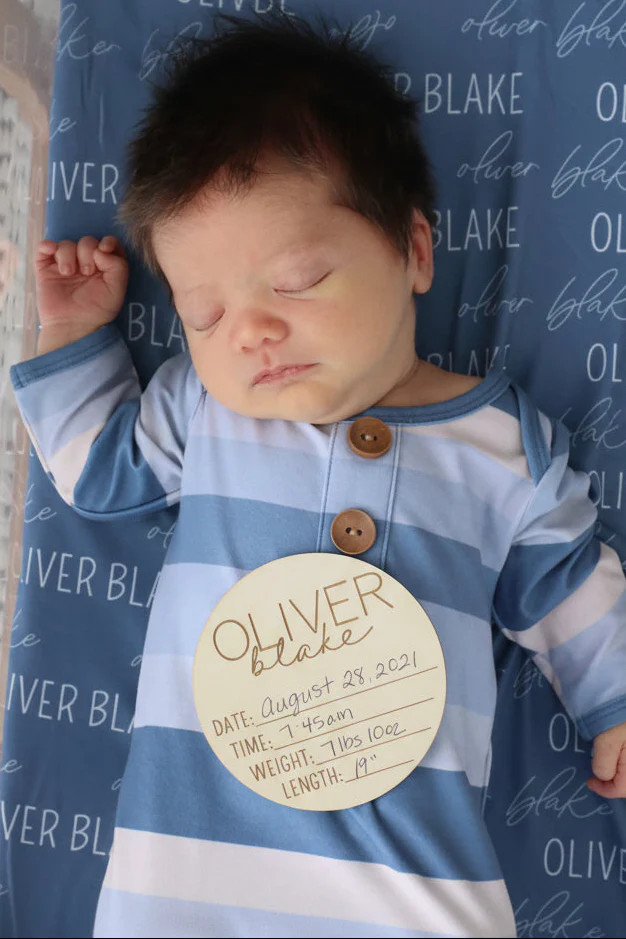 Personalized Baby Name Wood Announcement | Birth Stats Classic Duo | Caden Lane
