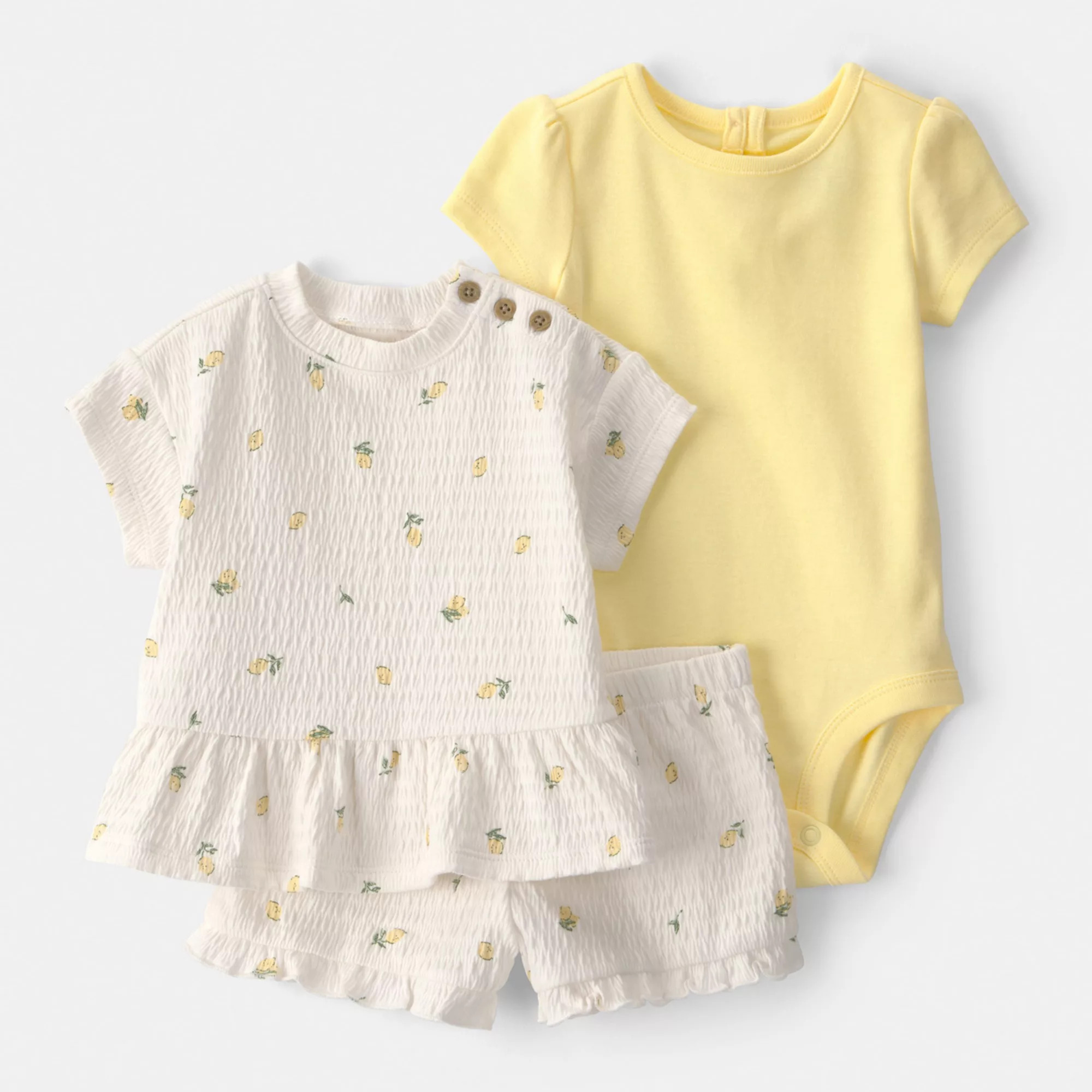Baby Girl Carter's 3-pc. Lemon Top, Bodysuit & Short Set | Kohl's