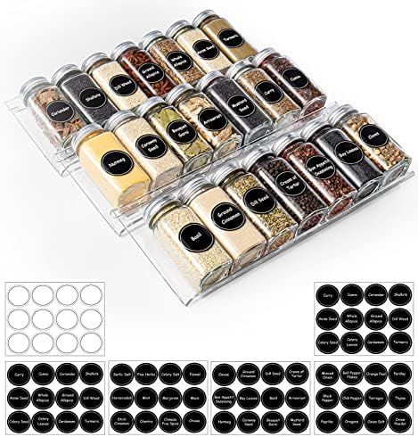 BEZONO Spice Organizer for Drawer Kitchen & Cabinet, with 72 Pices Spice Labels Won't Slide Expan... | Amazon (US)