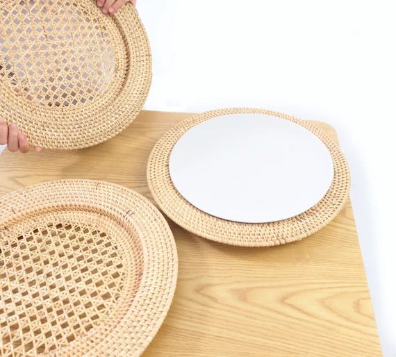 Rattan charger Plate/ Rattan Placemat / Wicker placemat. SET DISCOUNT! | Etsy (CAD)