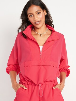 Oversized StretchTech Cropped Half-Zip Windbreaker Jacket for Women | Old Navy (US)