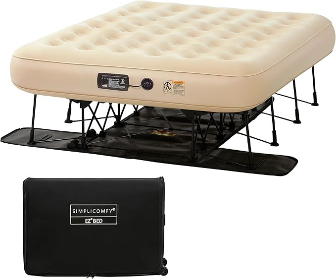 Simpli Comfy Queen EZ Bed Self-Inflating Air Mattress with Built-in Frame, Pump and Wheeled Case,... | Amazon (US)