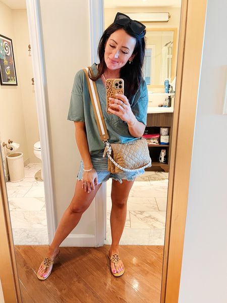 • small tee, runs oversized
• medium shorts (they are tts but I sized up for a loose fit/bump)
• I size up 1/2 size in Tory sandals 

#LTKunder50 #LTKstyletip #LTKtravel