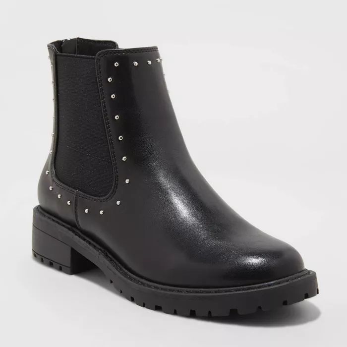 Women's Campbell Double Gore Studded Chelsea Boots - Universal Thread™ Black | Target
