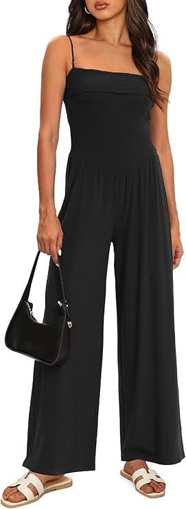 Darong Women's Summer Dressy Casual Jumpsuits Spaghetti Straps Wide Leg One Pieces Jumpsuit Outfi... | Amazon (US)