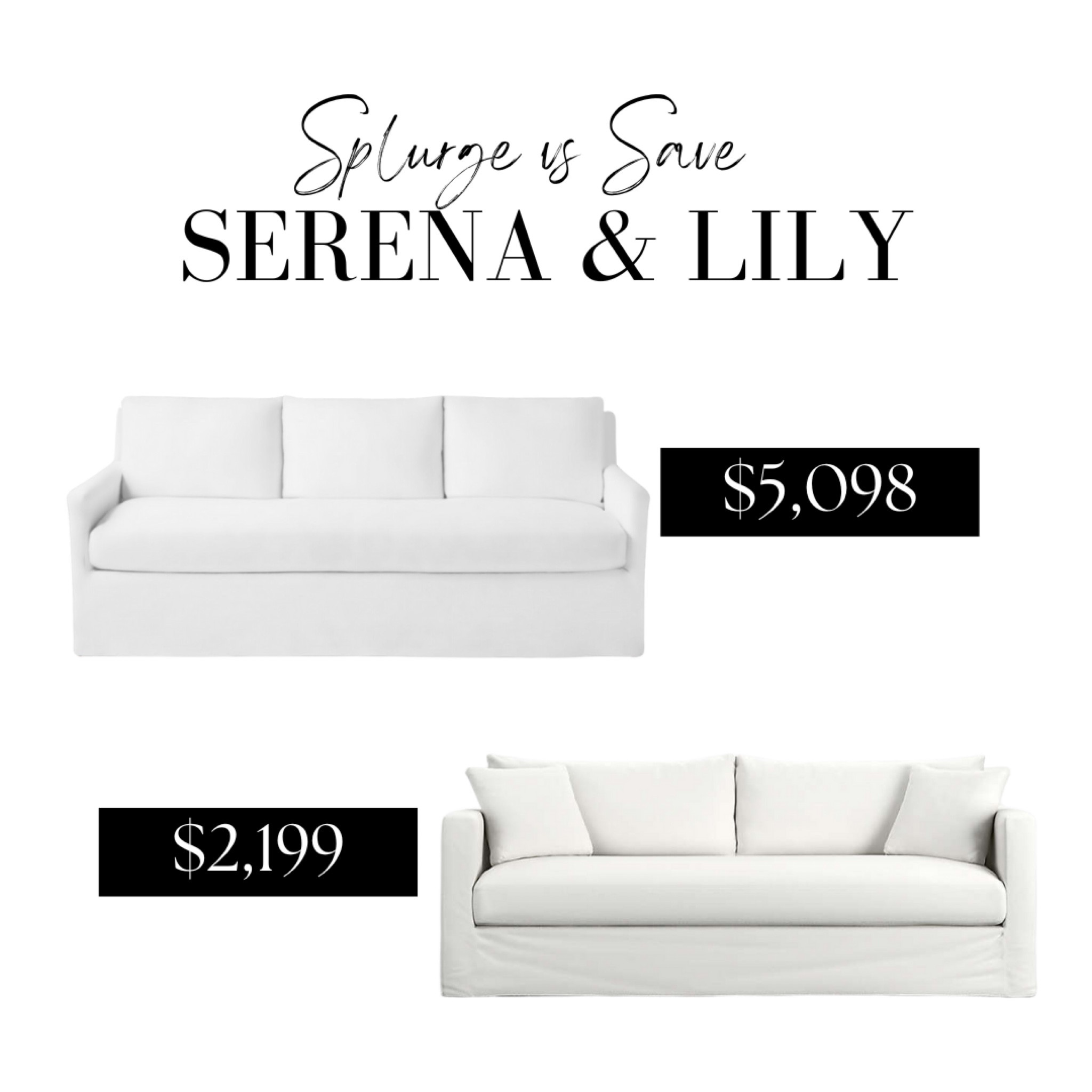 Serena and Lily look for less! Save vs splurge, Serena and Lily slip cover sofa similar, white sofa, sectional, cloud couch similar 

#LTKHome