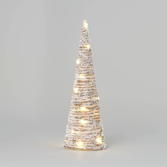 Lit Small Yarn Tree Cone Decorative Figurine White - Wondershop&#8482; | Target