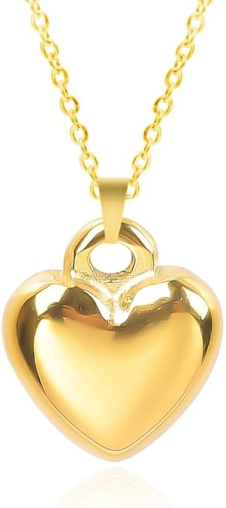 Heart Pendant Necklace for Women 3D Heart Charm Necklace Design Pendant Necklace Cute Heart Shape... | Amazon (US)