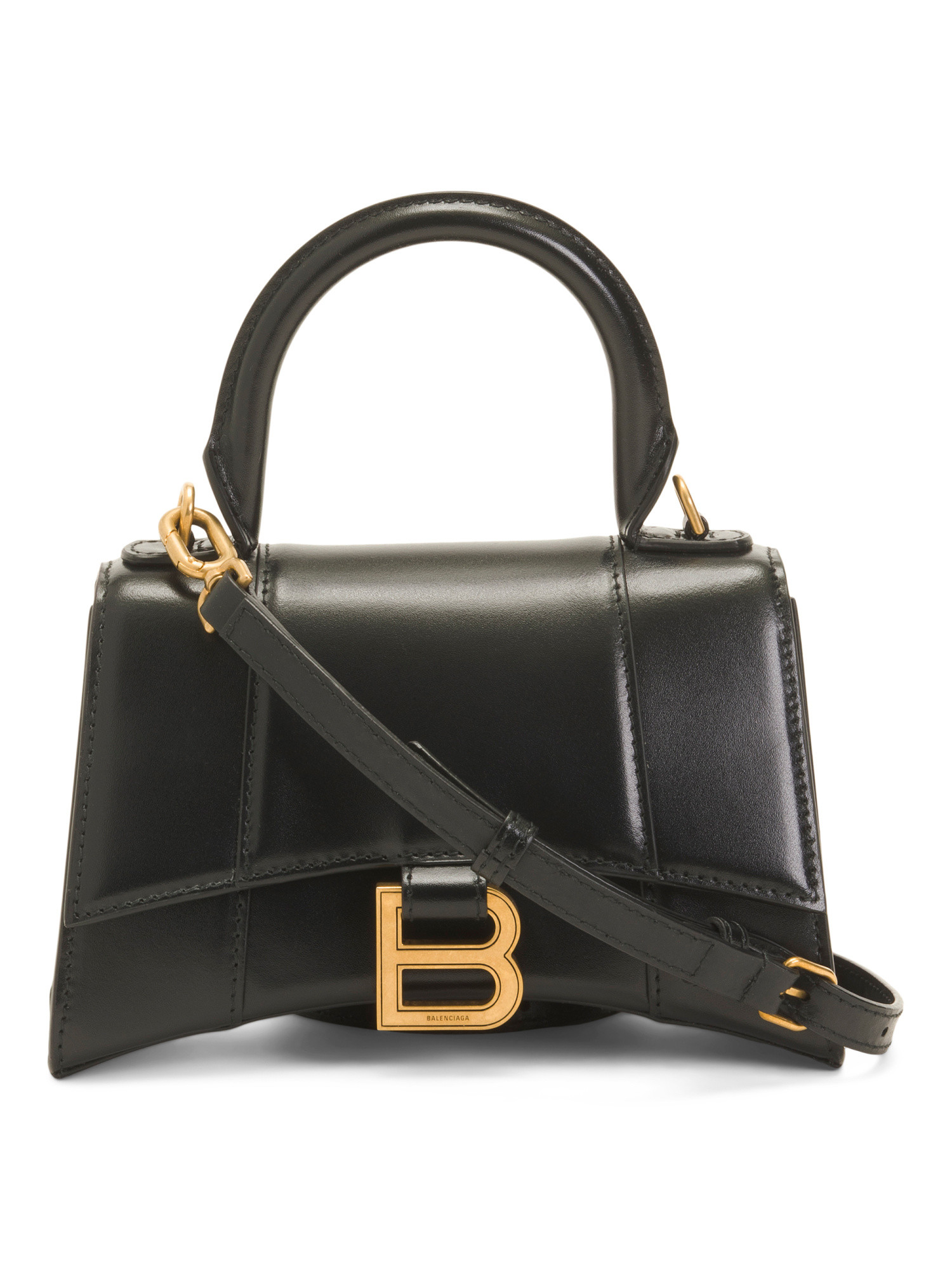 Made In Italy Leather Hourglass Mini Handbag With Shoulder Strap | TJ Maxx