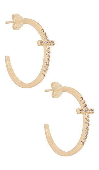 Praise Be Cross Hoops in Gold | Revolve Clothing (Global)