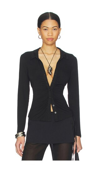 Dream Girl Button Up Shirt in Black | Revolve Clothing (Global)