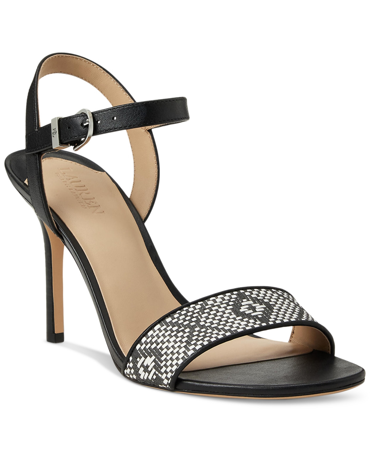 Lauren Ralph Lauren Women's Gwen Ankle-Strap Dress Sandals - Black, Cream | Macy's