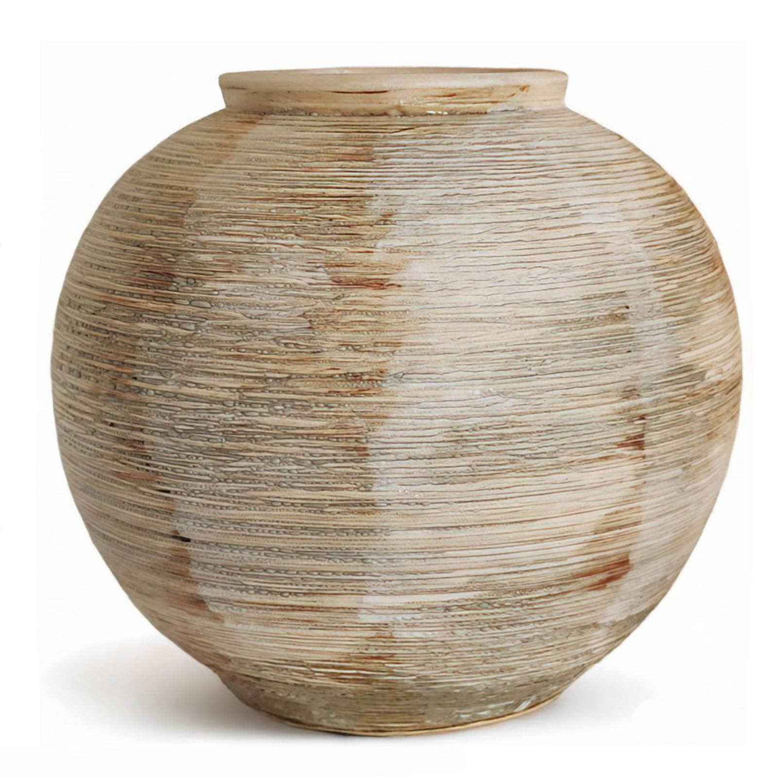 Rustic Ribbed Vase Home Decor - 6.3 in Ceramic Vintage Farmhouse Vases for Decor, Decorative Terr... | Amazon (US)