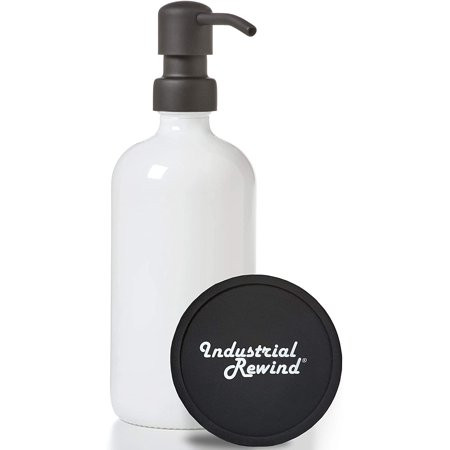 White Glass Soap Dispenser with Black Metal Pump - Imperfect 16oz Glass Jar for Liquid Soap Lotion o | Walmart (US)