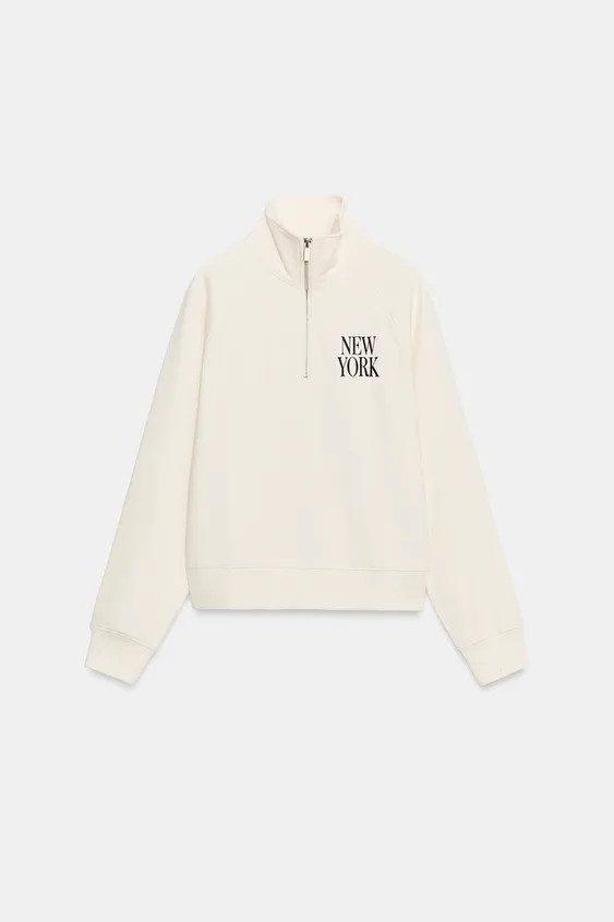 SWEATSHIRT MIT REISSVERSCHLUSS UND TEXT | Zara DE