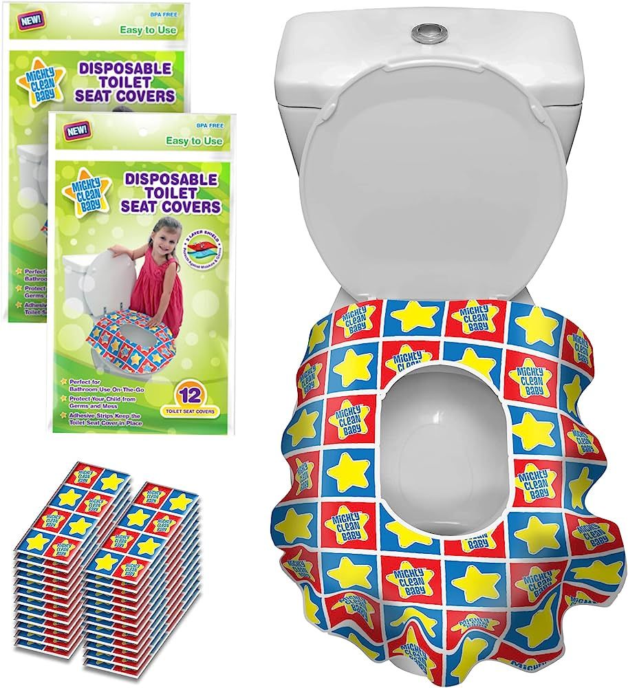 Toilet Seat Covers Disposable - 24 Large Waterproof Potty Covers for Toddlers, Kids, and Adults b... | Amazon (US)
