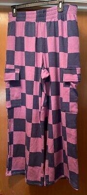 Pre-Owned Grayson Threads Ladies Large Purple/Blue Checked Cargo Sweatpants  | eBay | eBay US