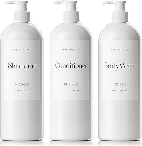 MOIIKKO Shampoo and Conditioner Bottles - Pack of 3 Refillable, 32oz Empty Shampoo Conditioner Bo... | Amazon (US)
