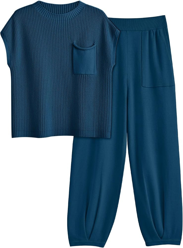 LILLUSORY 2 Piece Knit Sets For Women Trendy Sweatsuit Sets | Amazon (US)