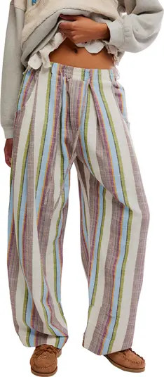 Free People Chambers Stripe Drawstring Linen & Cotton Pants | Nordstrom | Nordstrom