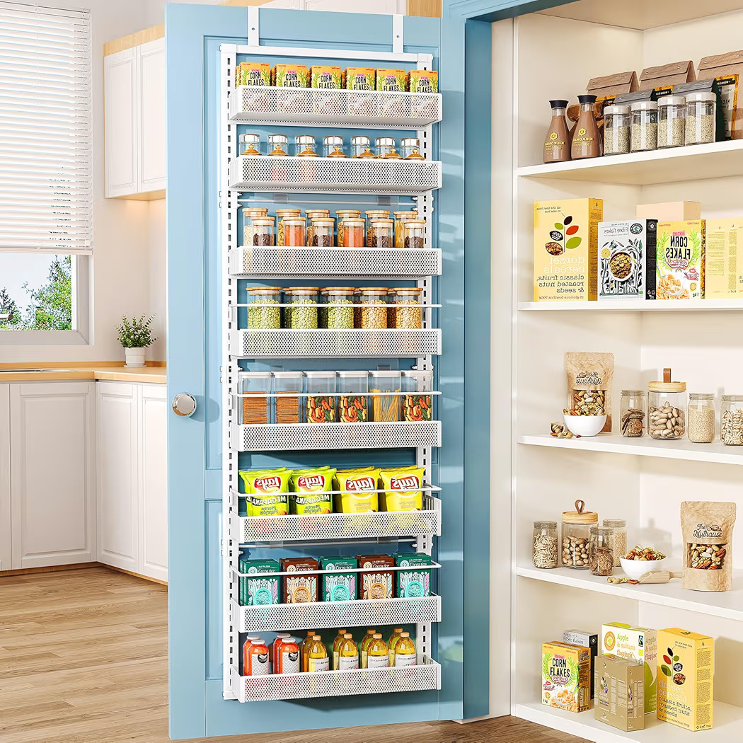 Over the Door Pantry Organizer - 8 Tier Adjustable Pantry Door Spice Organizer, Large Capacity Ha... | Amazon (US)