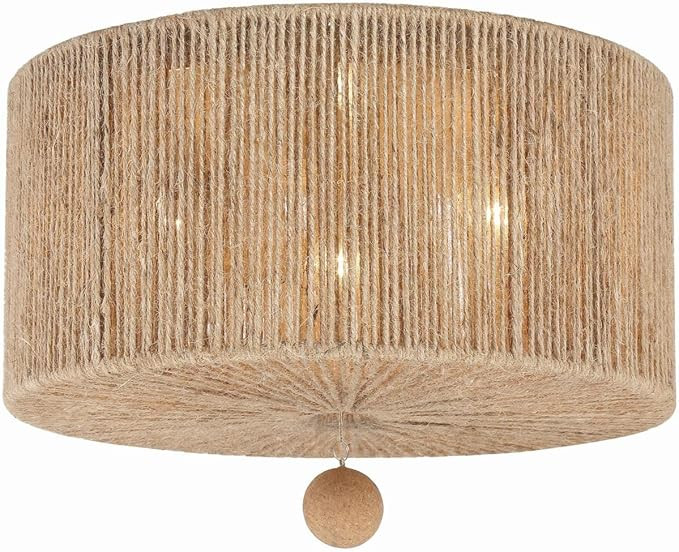 Crystorama Jessa 16" Wide Natural Jute Rope Ceiling Light - Modern Large Round Chandelier Semi Fl... | Amazon (US)