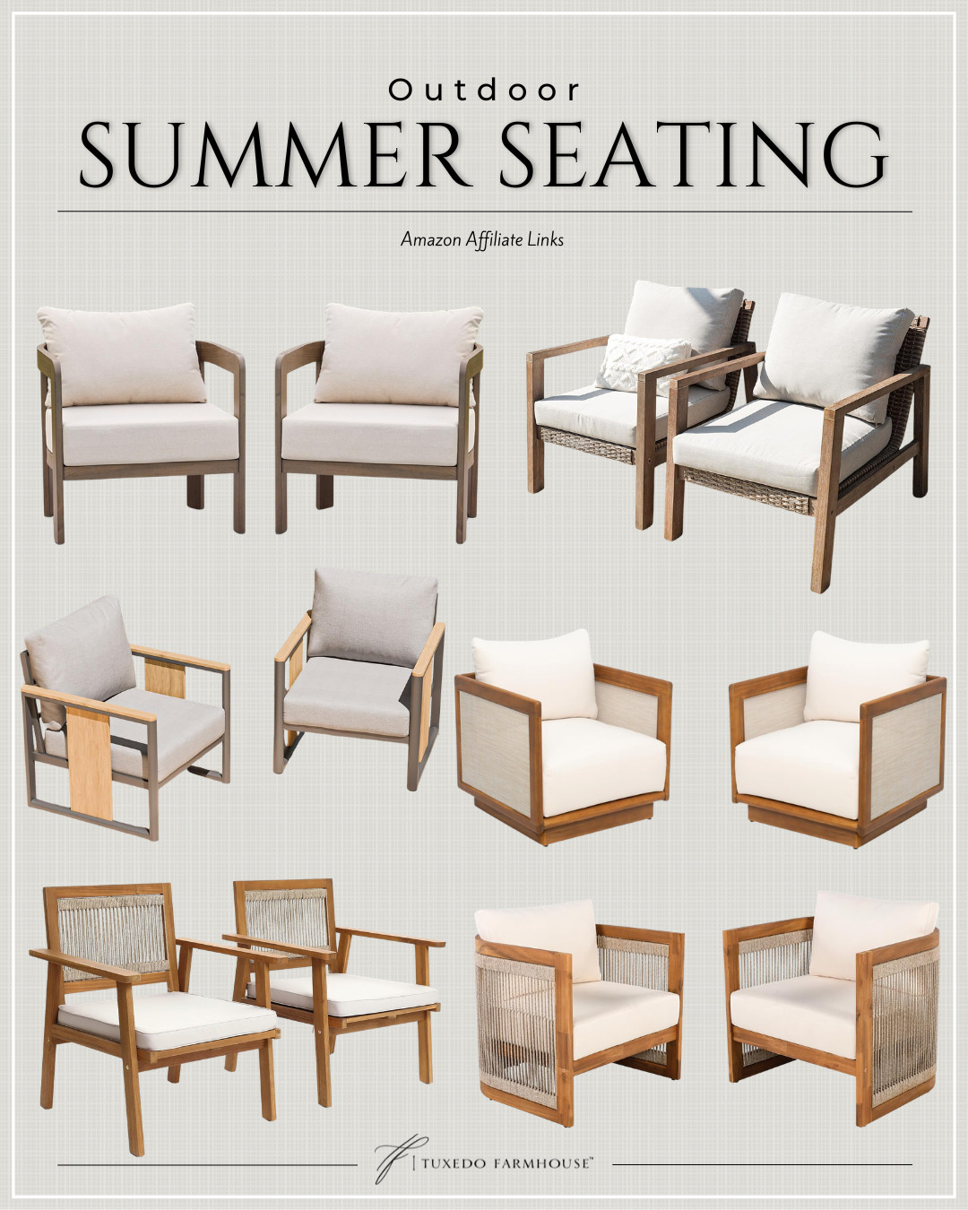 Your outdoor space deserves seating that's just as beautiful as your indoor spaces. ☀️🤍

From rope detailing and warm wood finishes to plush neutral cushions, these outdoor chairs bring designer style to patios, porches, and poolside spaces without the luxury price tag. Whether you're creating a cozy conversation area or refreshing your backyard for summer entertaining, these are the pieces worth adding to cart. 

 #LTKSeasonal #LTKHome #LTKSaleAlert