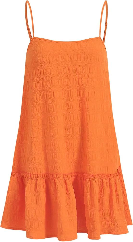 SOLY HUX Women's Summer Spaghetti Strap Cute Mini Dress     Boho Dresses, Ruffle, Swing Flowy, Sl... | Amazon (US)