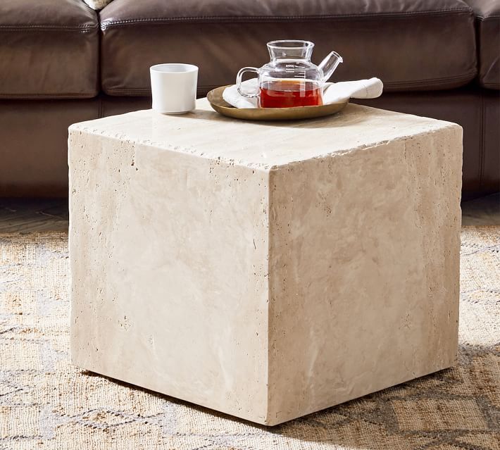 Madison 18" Travertine Marble Bunching Table | Pottery Barn (US)