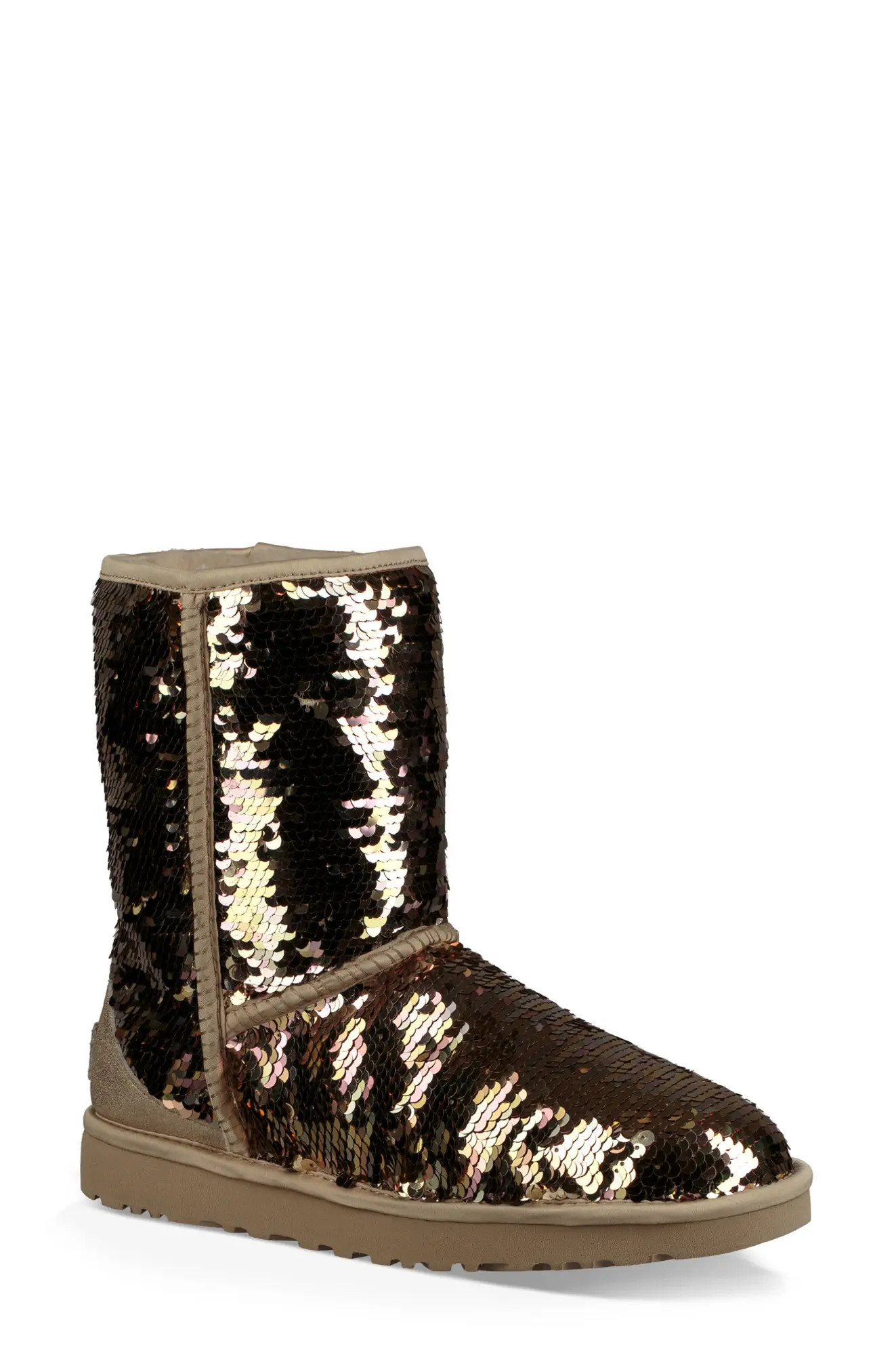 Women's Ugg Classic Short Sequin Boot, Size 5 M - Metallic | Nordstrom