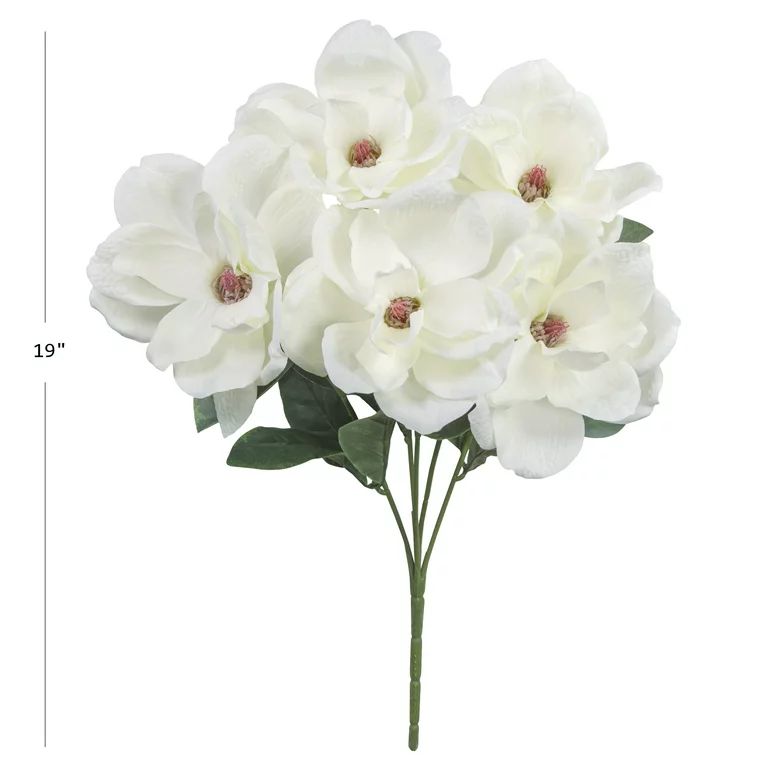 19-inch Artificial Silk White Magnolia Bush, for Indoor Use, by Mainstays | Walmart (US)