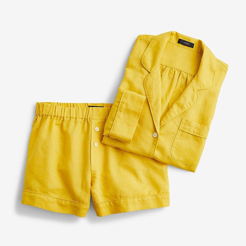 Linen-cotton pajama short set | J.Crew US