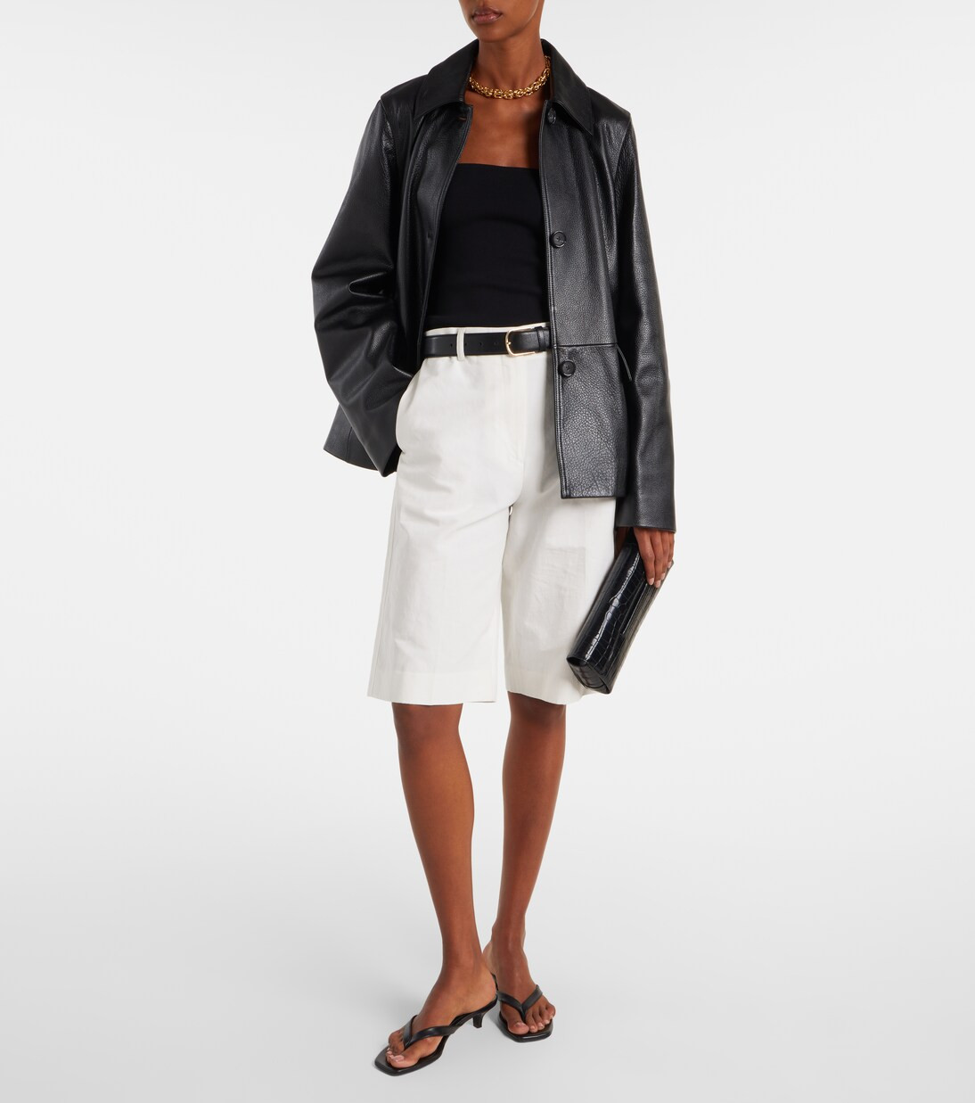 T-Clutch Small croc-effect leather clutch | Mytheresa (US/CA)