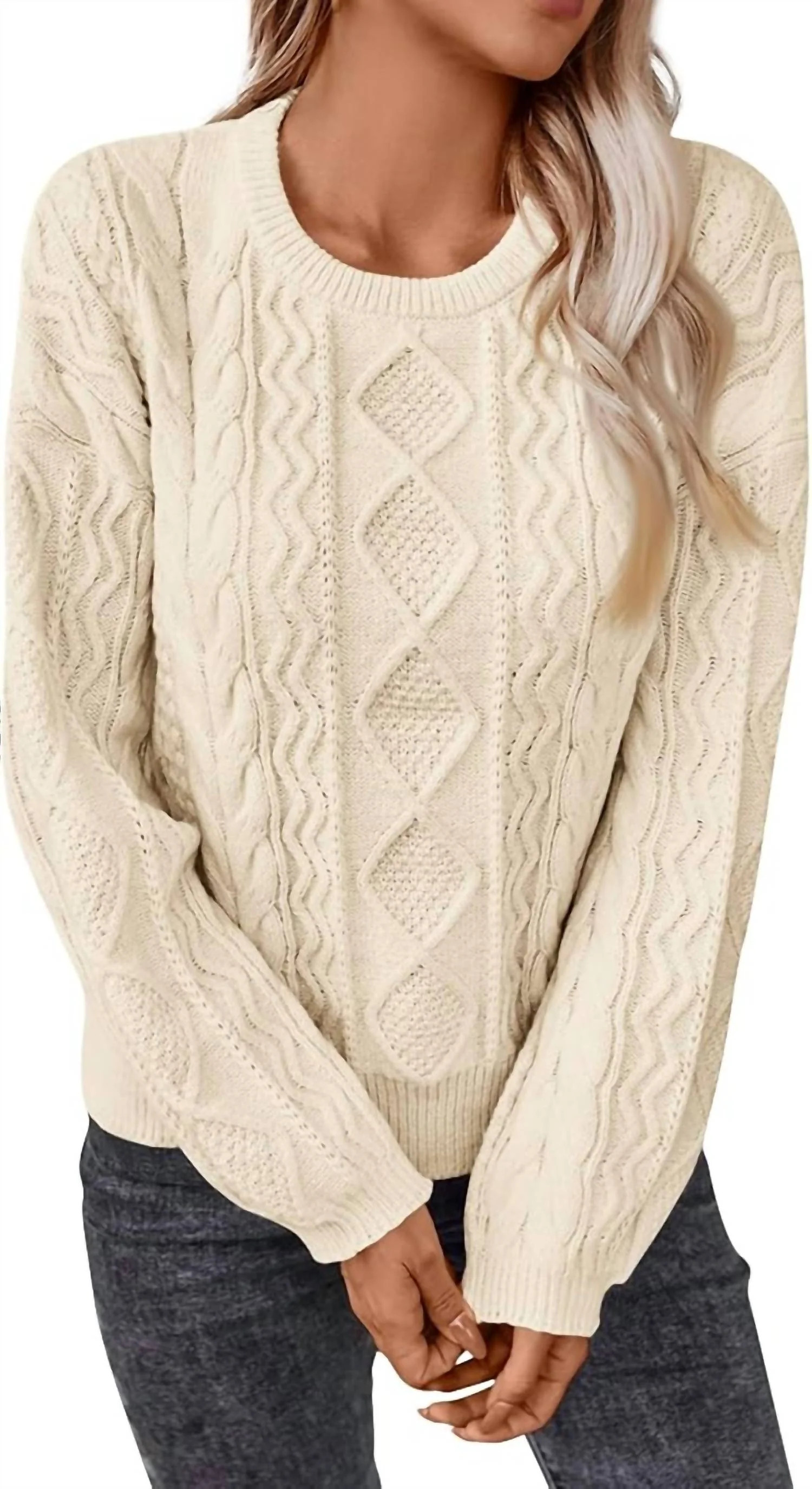 Carabeth Knit Ribbed Sweater In Cream | Shop Simon
